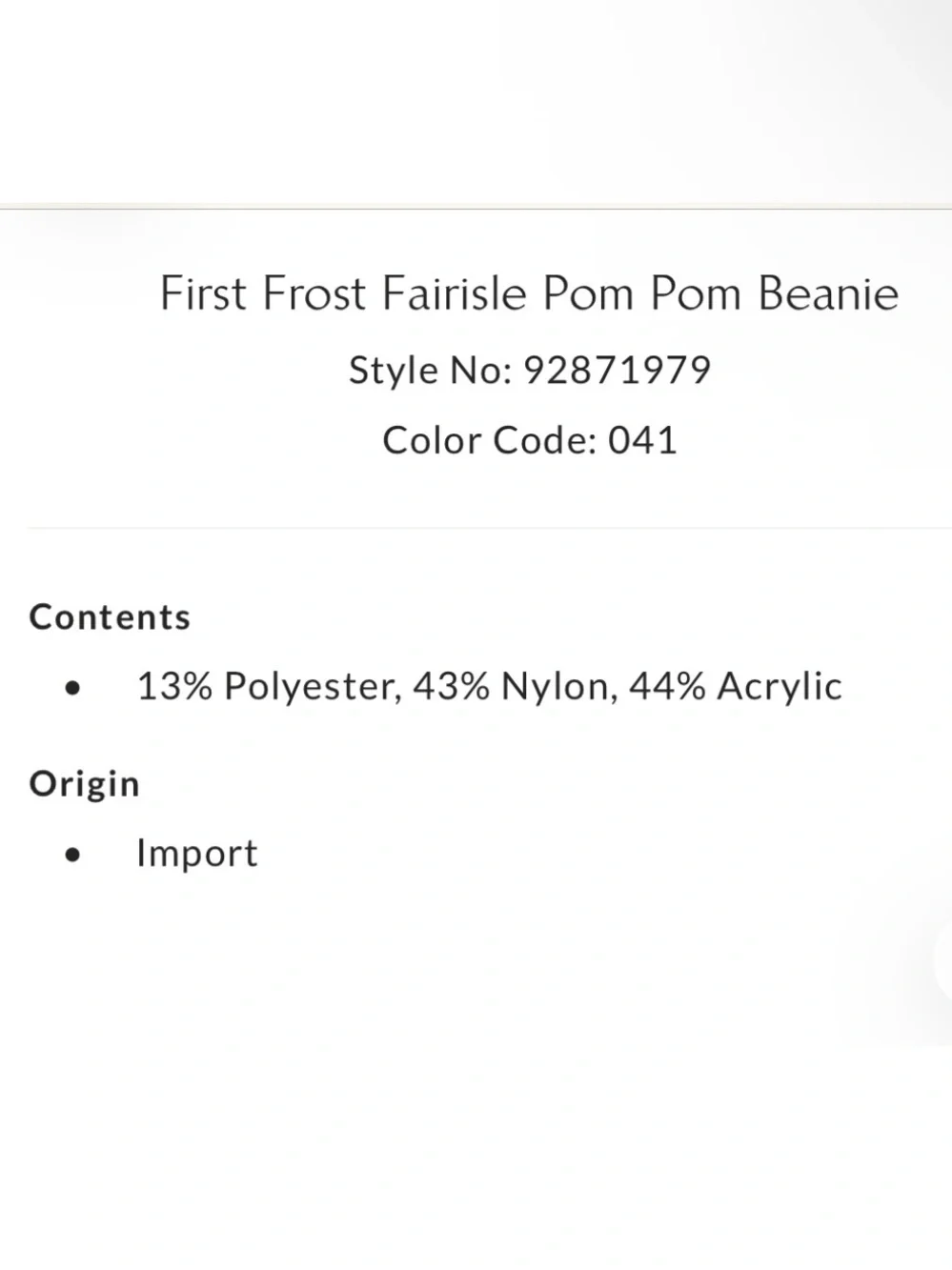Free People First Frost Fairisle Pom Pom Beanie NEW